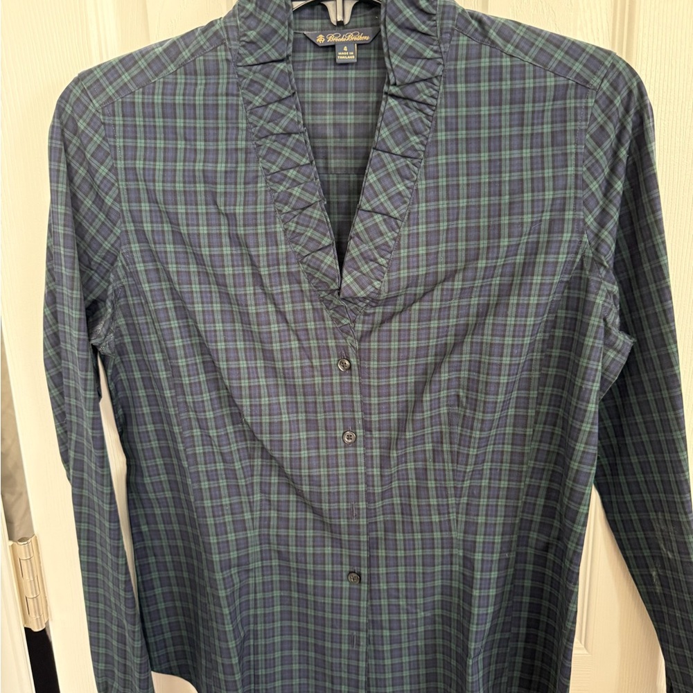 Brooks Brothers Blue and Green Plaid Button-Front Shirt